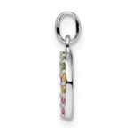 Sterling Silver Rhodium-plated Rainbow Nano Crystal Horseshoe Pendant - Image 2