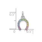 Sterling Silver Rhodium-plated Rainbow Nano Crystal Horseshoe Pendant - Image 3
