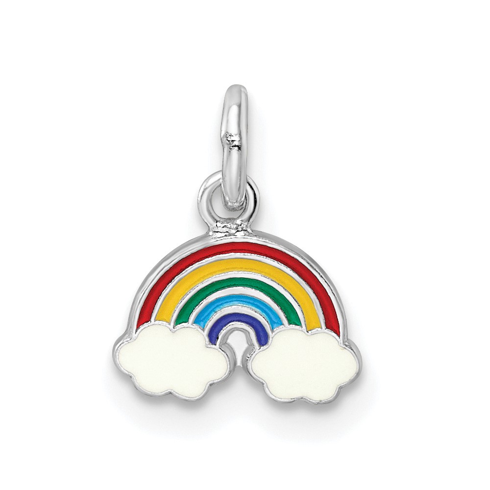QP5697.jpg Sterling Silver RH-plated Polished & Enameled Rainbow Children's Pendant - Image 1