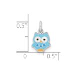Sterling Silver RH-plated Multi-color Enameled Owl Children's Pendant - Image 3