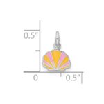 Sterling Silver Rhodium-plated Polished Pink and Orange Enameled Shell Children's Pendant - Image 3