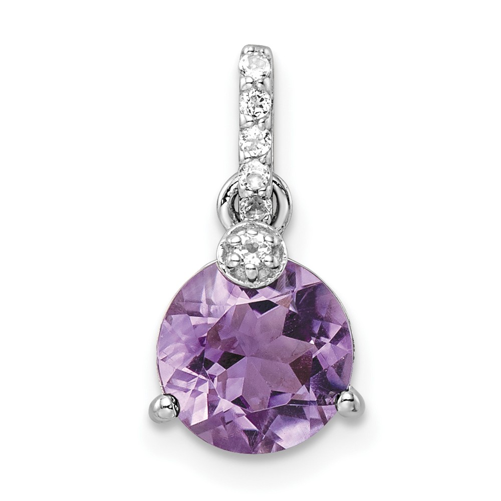 QP5710AM.jpg Sterling Silver Rhod-plated Circle 1.90Amethyst/WhiteTopaz Pendant - Image 1