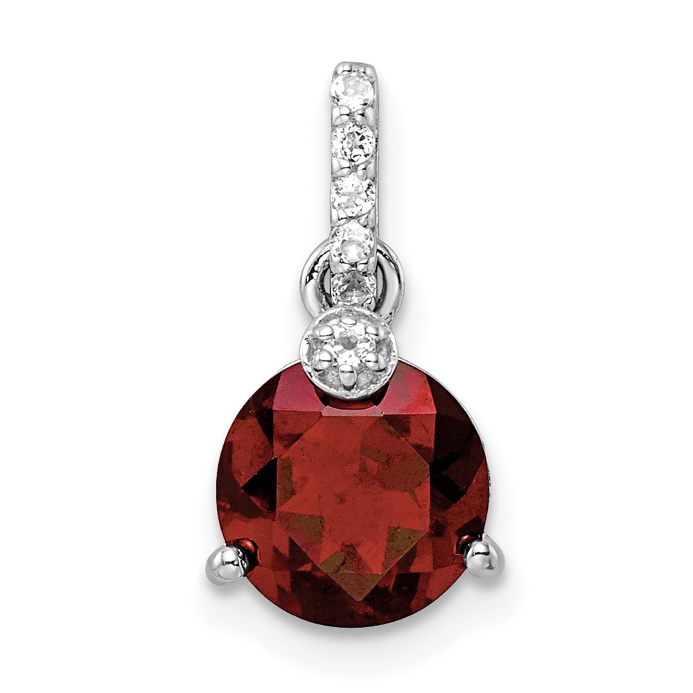 QP5710GA.jpg Sterling Silver RH-plated Circle 2.6t.w. Garnet/White Topaz Pendant - Image 1