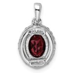 Sterling Silver RH-plated Oval 2.04t.w. Garnet/White Topaz Pendant - Image 4