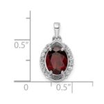 Sterling Silver RH-plated Oval 2.04t.w. Garnet/White Topaz Pendant - Image 3