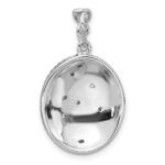 Sterling Silver Rhodium-plated Polished Swirl Blue Enamel CZ Oval Pendant - Image 3