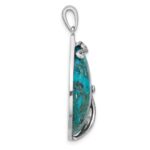 Sterling Silver Rhodium-plated Reconstituted Turquoise Teardrop Pendant - Image 2