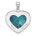 Sterling Silver Rhodium-plated Reconstituted Turquoise Heart Pendant - Image 3