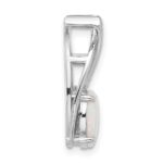 Sterling Silver Rh-plated CZ and White Created Opal Chain Slide Pendant - Image 2