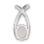 Sterling Silver Rh-plated CZ and White Created Opal Chain Slide Pendant - Image 3