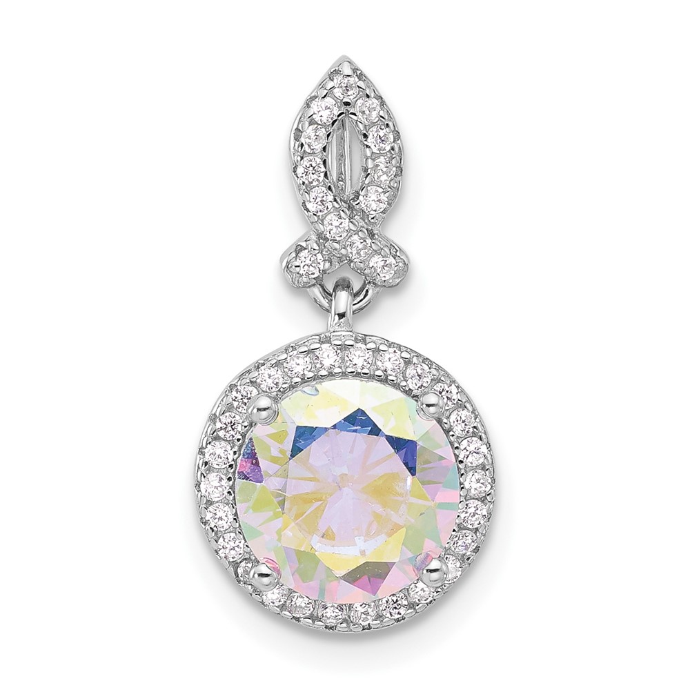 QP5769.jpg Sterling Silver Rhodium-plated Iridescent CZ Pendant - Image 1