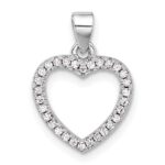 Sterling Silver Rhodium-plated CZ Heart Pendant