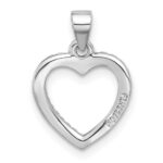 Sterling Silver Rhodium-plated CZ Heart Pendant - Image 3