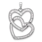 Sterling Silver Rhodium-plated Intertwined CZ Hearts Pendant