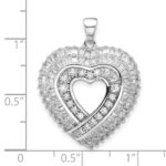 Sterling Silver Rhodium-plated CZ Heart Pendant - Image 4