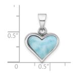 Sterling Silver Rhodium-plated Larimar Heart Pendant - Image 4