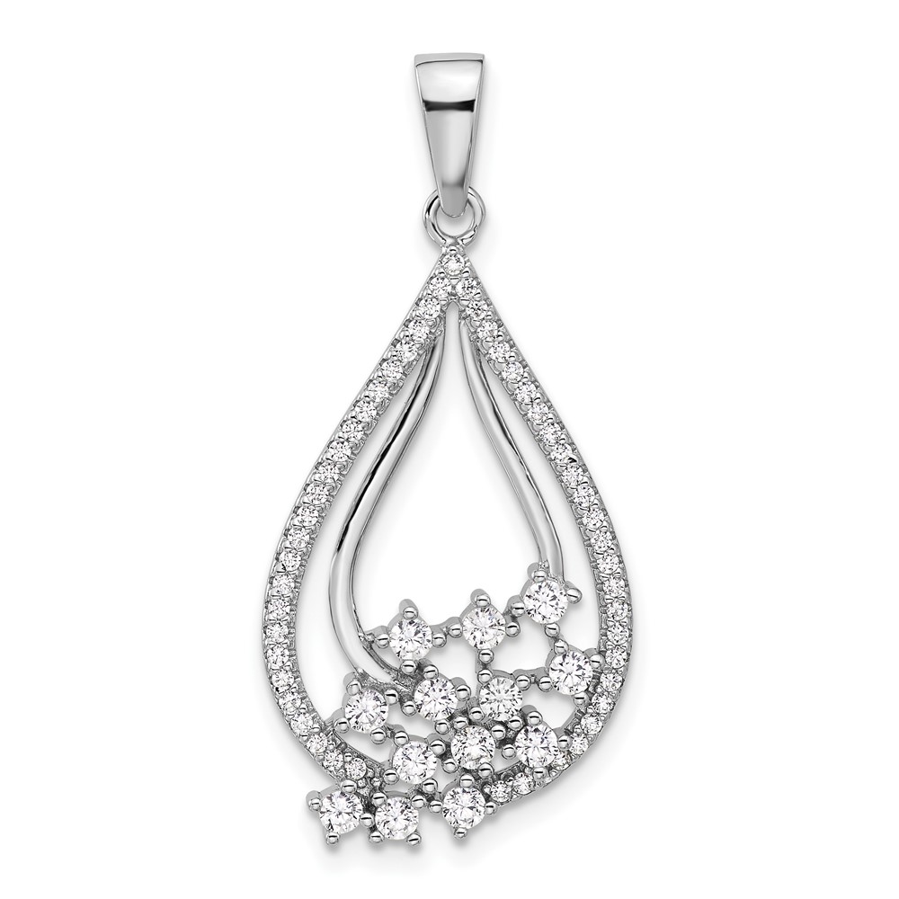 QP5813.jpg Pure Fire Sterling Silver Rhodium-plated Fancy CZ Drop Pendant - Image 1