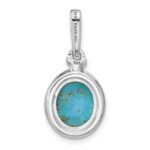 Sterling Silver Rhodium-plated Turquoise Oval Pendant - Image 3