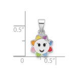 Sterling Silver RH-plated Multicolor Enamel Smiling Sun Children's Pendant - Image 4