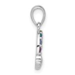 Sterling Silver Rhod-plated Crystal Rainbow & Clouds Children's Pendant - Image 2