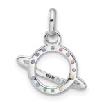 Sterling Silver Rhod-plated Multi-color Crystal Planet Children's Pendant - Image 3