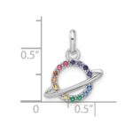 Sterling Silver Rhod-plated Multi-color Crystal Planet Children's Pendant - Image 4