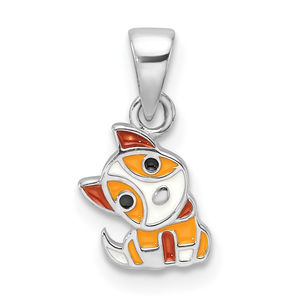 QP5855.jpg Sterling Silver Rhod-plated Multi-color Enameled Dog Children's Pendant - Image 1