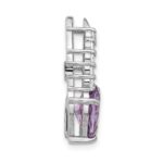 Sterling Silver Rhodium-plated Amethyst and CZ Chain Slide - Image 2