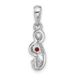 Sterling Silver Rhodium-plated Garnet and CZ Swirl Pendant - Image 3