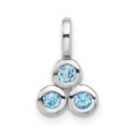 Sterling Silver Rhodium-plated Light Swiss Blue Topaz Pendant
