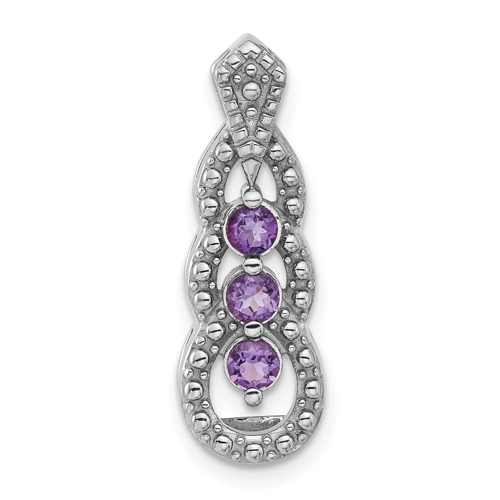 QP5865AM.jpg Sterling Silver Rhodium-plated Amethyst Chain Slide - Image 1