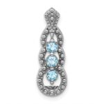 Sterling Silver Rhodium-plated Light Swiss Blue Topaz Chain Slide