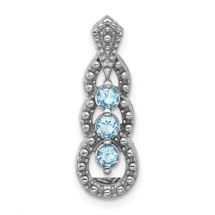 Sterling Silver Rhodium-plated Light Swiss Blue Topaz Chain Slide