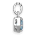 Sterling Silver Rh-plated Polished Solitaire Sky Blue Topaz Charm Pendant - Image 2