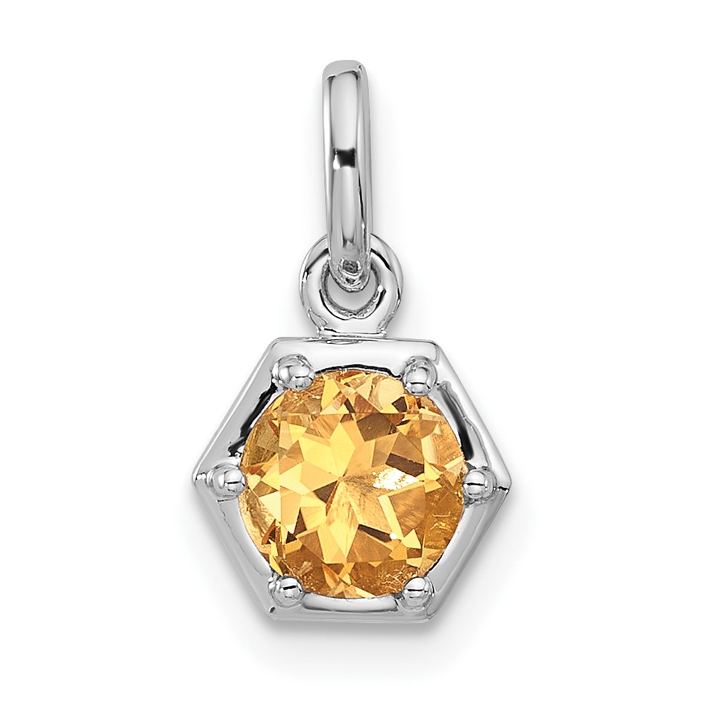 QP5870CI.jpg Sterling Silver Rhodium-plated Polished Solitaire Citrine Charm Pendant - Image 1
