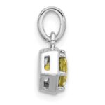 Sterling Silver Rhodium-plated Polished Solitaire Peridot Charm Pendant - Image 2