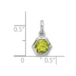 Sterling Silver Rhodium-plated Polished Solitaire Peridot Charm Pendant - Image 4
