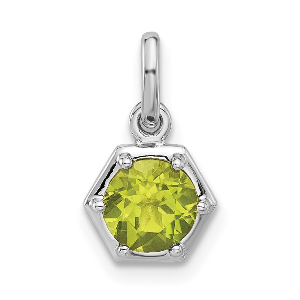 QP5870PE.jpg Sterling Silver Rhodium-plated Polished Solitaire Peridot Charm Pendant - Image 1