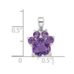 Sterling Silver Rhodium-plated Polished Amethyst Paw Pendant - Image 4