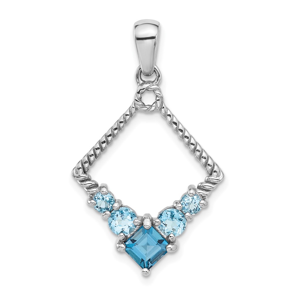 QP5882BT.jpg Sterling Silver Rhodium-plated London and Light Swiss Blue Topaz Pendant - Image 1