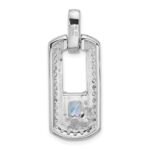 Sterling Silver Rhodium-plated Polished Blue Topaz and CZ Pendant - Image 3