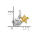 Sterling Silver Rhodium-plated Gold-tone Polished Starfish & Shell Pendant - Image 4