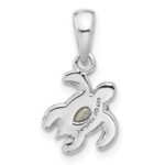 Sterling Silver Rhodium-plated Polished and Antiqued Crystal August Birthstone Turtle Pendant - Image 3