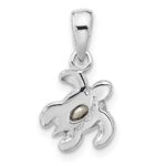 Sterling Silver Rhodium-plated Polished and Antiqued Crystal January Birthstone Turtle Pendant - Image 3
