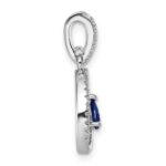 Sterling Silver Rhodium-plated Pear-shape Blue and White CZ Teardrop Pendant - Image 2