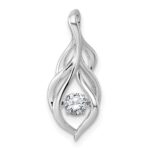 Sterling Silver Rhodium-plated Dangle Vibrant Moving CZ Open Teardrop Swirl Pendant