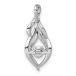 Sterling Silver Rhodium-plated Dangle Vibrant Moving CZ Open Teardrop Swirl Pendant - Image 3