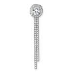 Sterling Silver Rhodium-plated CZ Halo with Dangle Bar Chain Slide Pendant