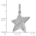 Sterling Silver Rhodium-plated Pave CZ Concave Star Pendant - Image 4