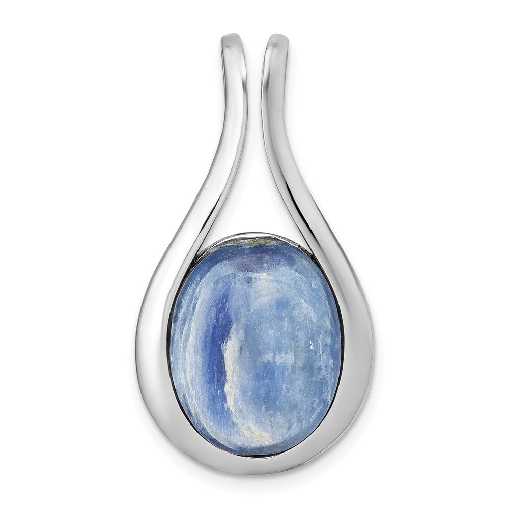 QP5945.jpg Sterling Silver Rhodium-plated Polished Oval Kyanite Teardrop Chain Slide Pendant - Image 1